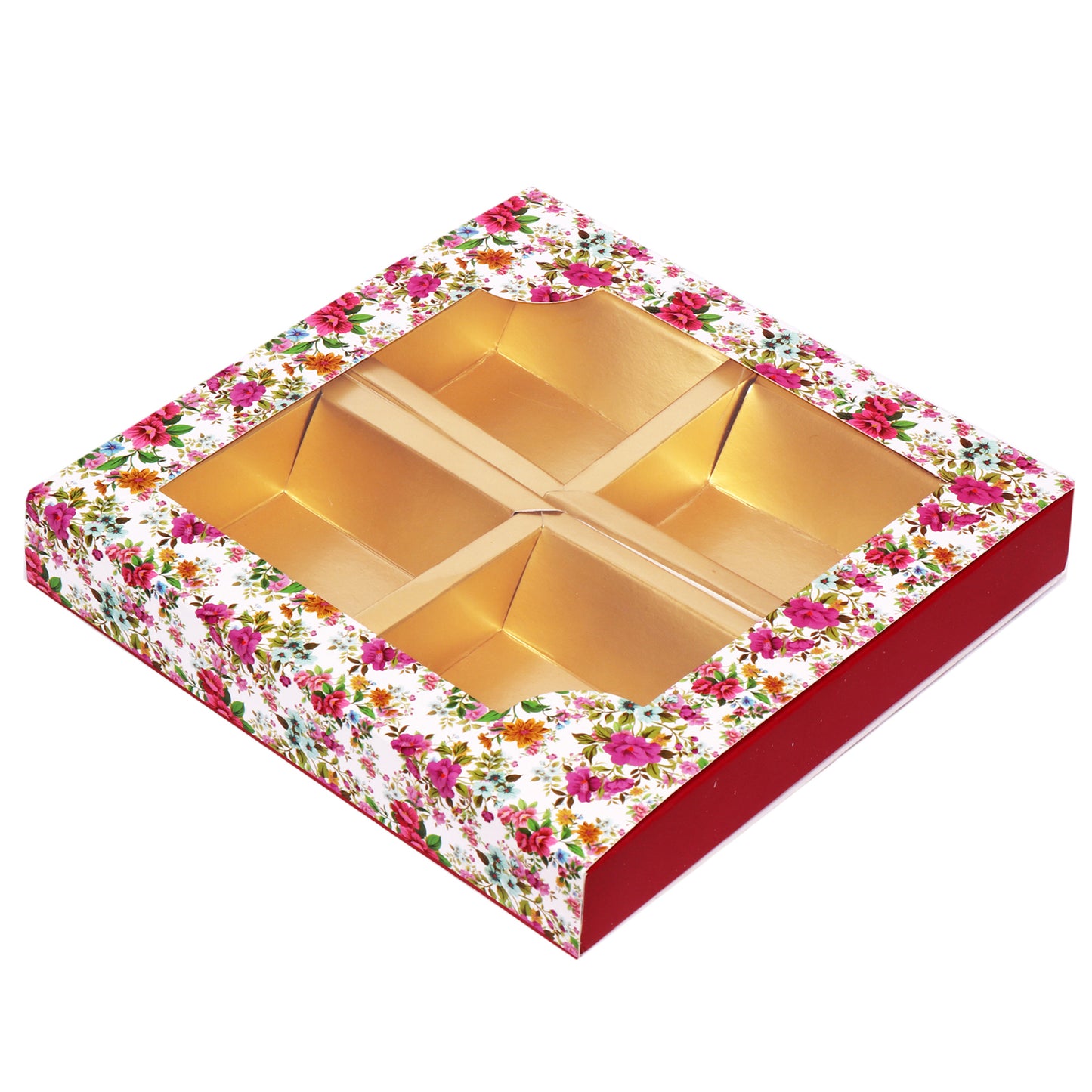 Elegant Floral-Print Square Folding Box for Dry Fruits | Stylish Gifting & Storage | Grownex Packaging | Dry Fruit Box