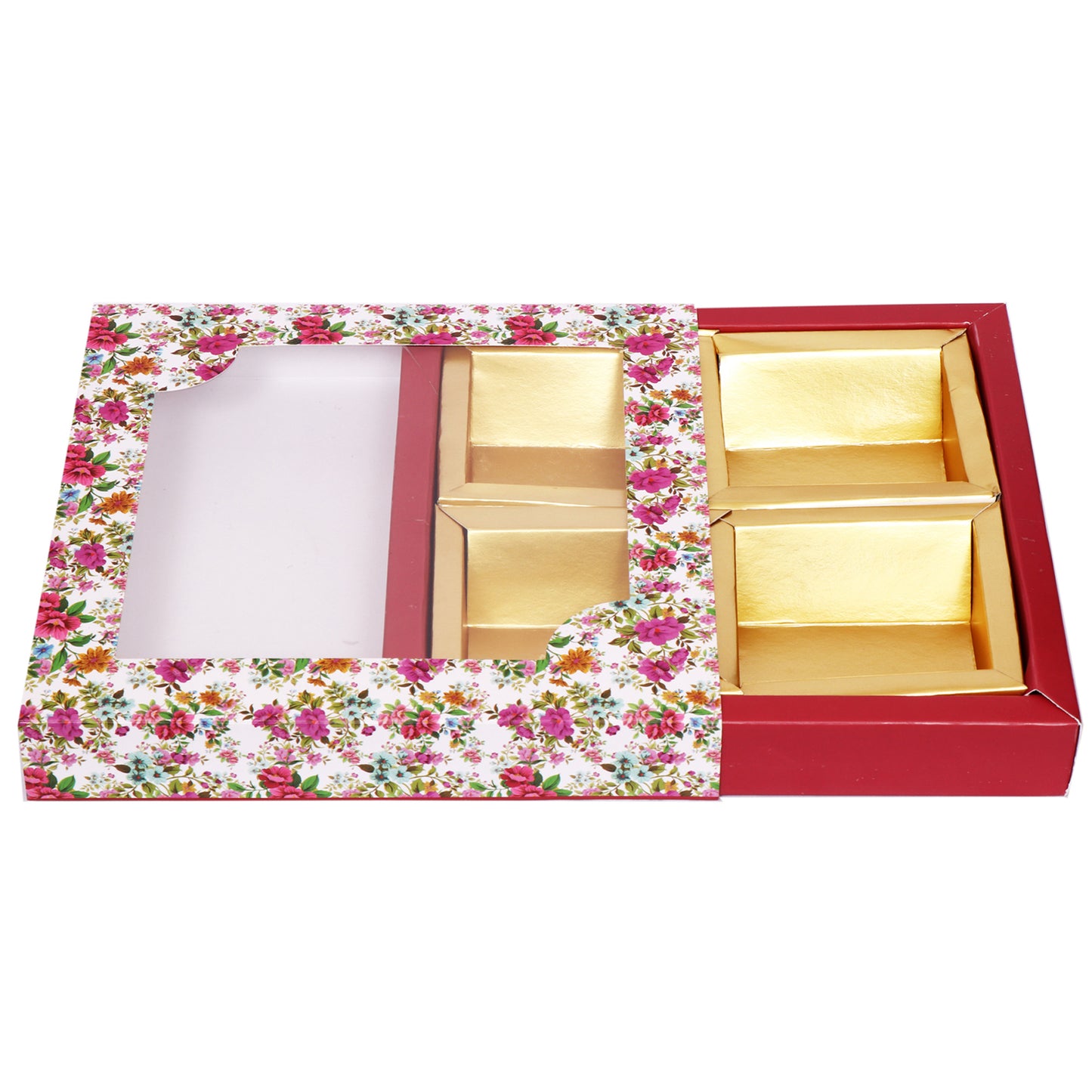 Elegant Floral-Print Square Folding Box for Dry Fruits | Stylish Gifting & Storage | Grownex Packaging | Dry Fruit Box