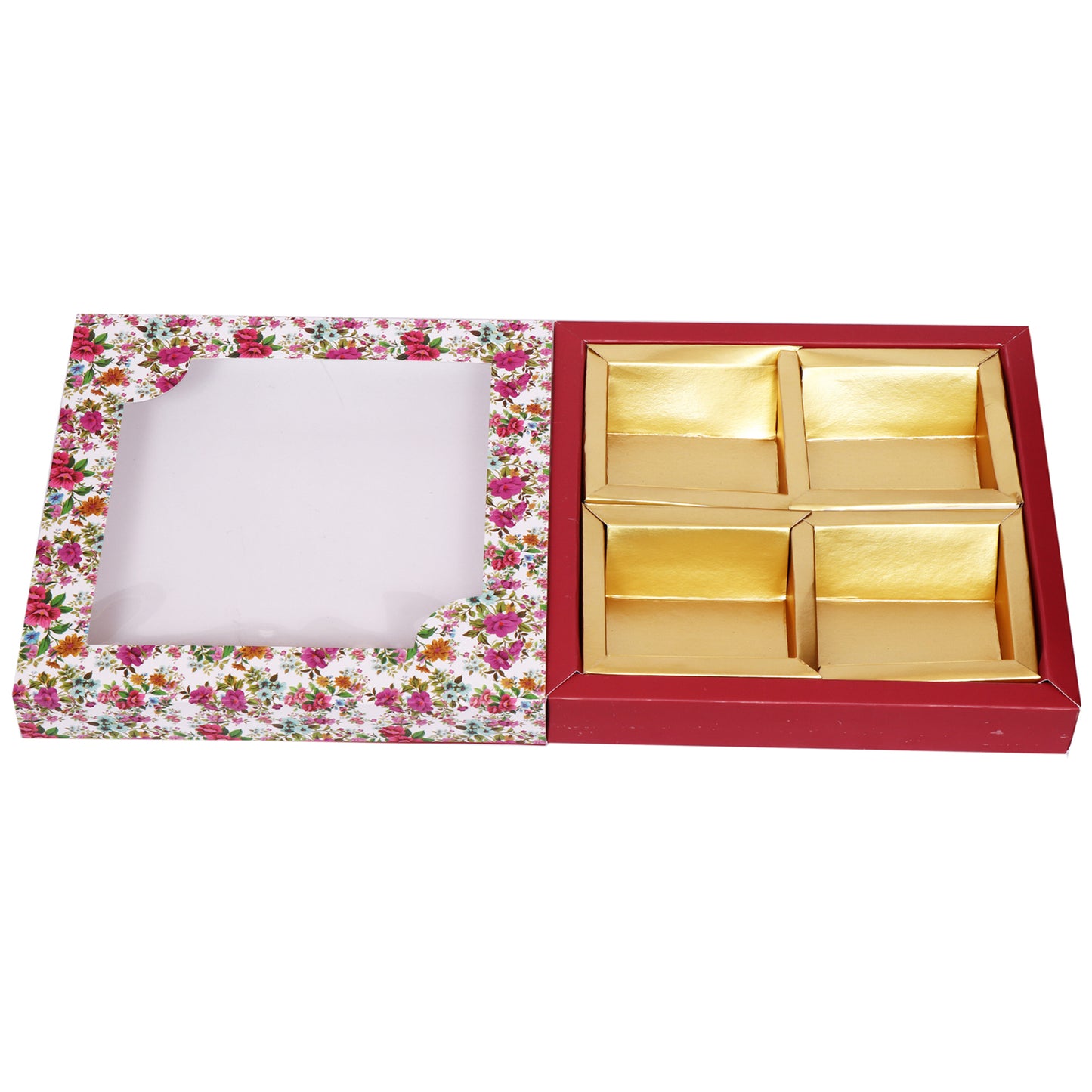 Elegant Floral-Print Square Folding Box for Dry Fruits | Stylish Gifting & Storage | Grownex Packaging | Dry Fruit Box