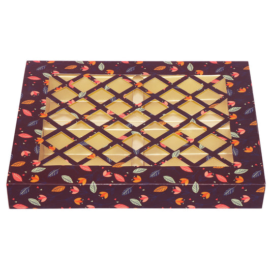 Purple Net-Pattern Dry Fruit Folding Box | Elegant 4-Compartment Gifting & Storage | Grownex Packaging | Dry Fruit Box