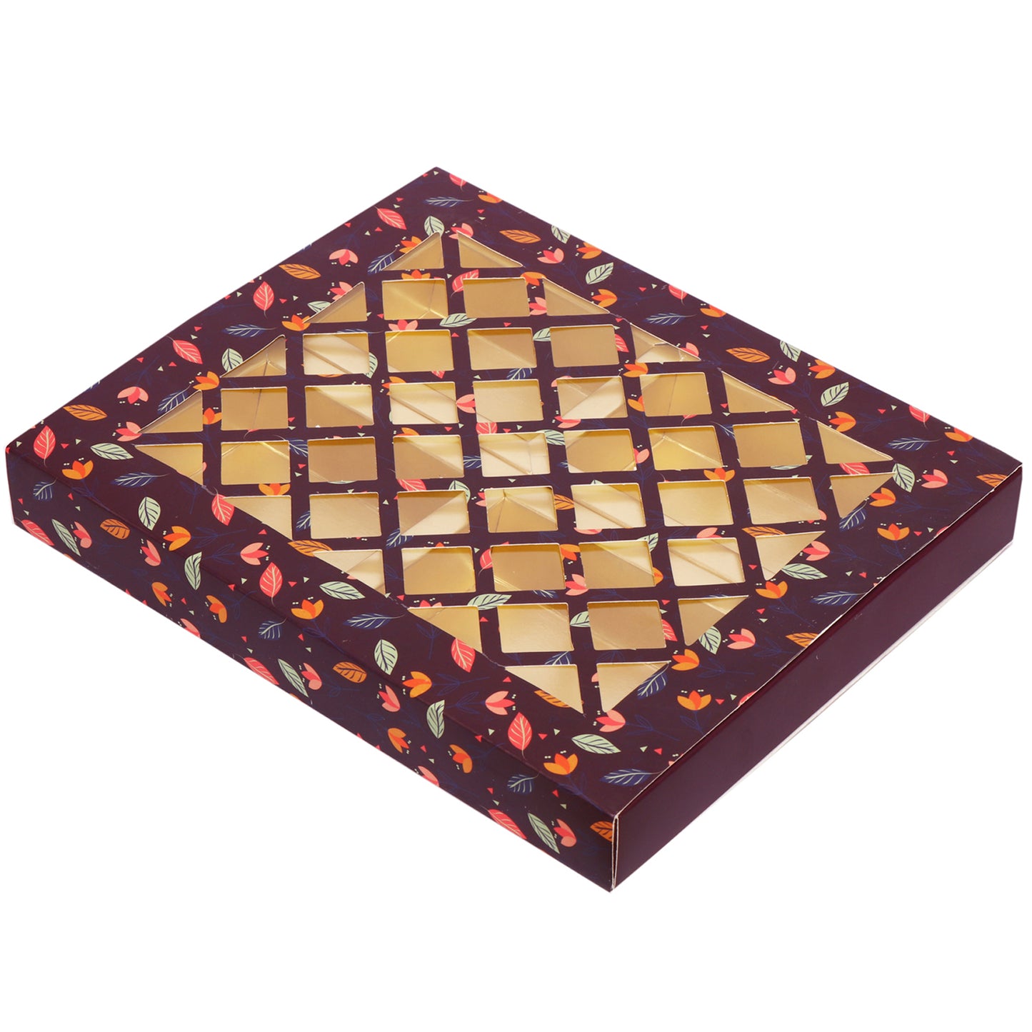 Purple Net-Pattern Dry Fruit Folding Box | Elegant 4-Compartment Gifting & Storage | Grownex Packaging | Dry Fruit Box