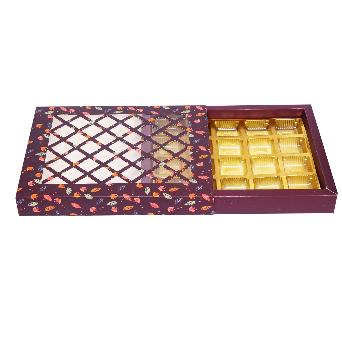 20 Cavity Folding Chocolates Packing Box - Purple | Grownex Packaging | Chocolate Box