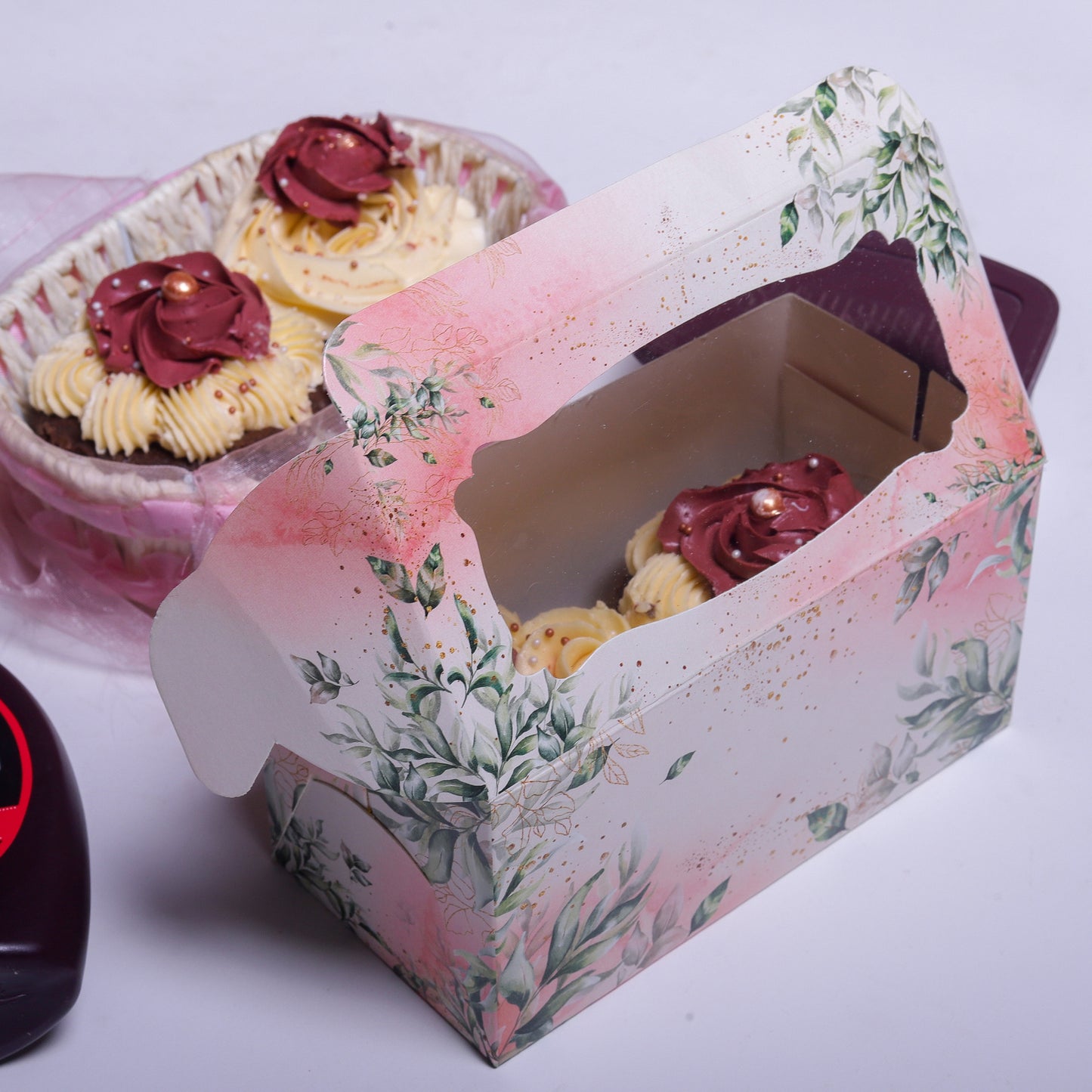 2 Pcs Cupcake Folding Box Beige