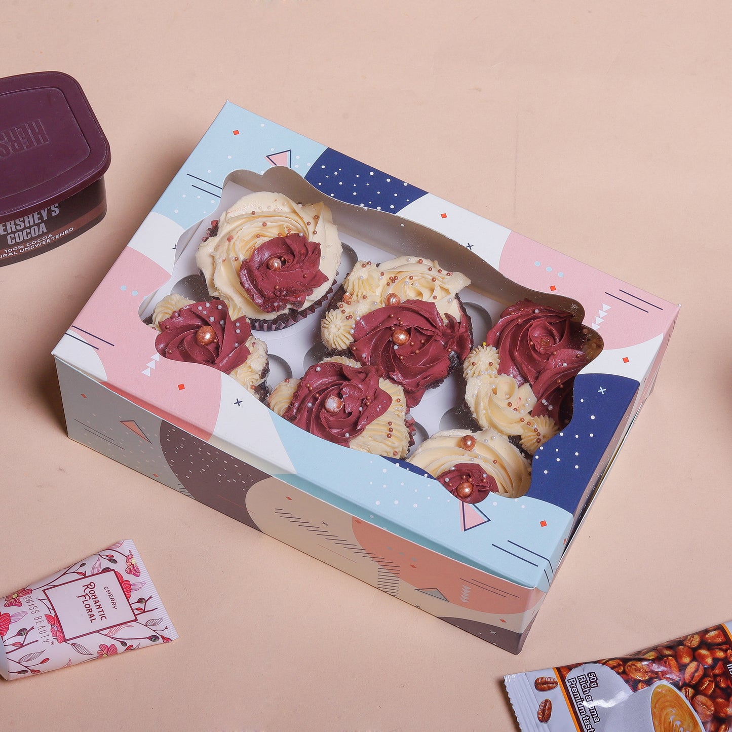 6 Pcs Cupcake Folding Box Multi Color