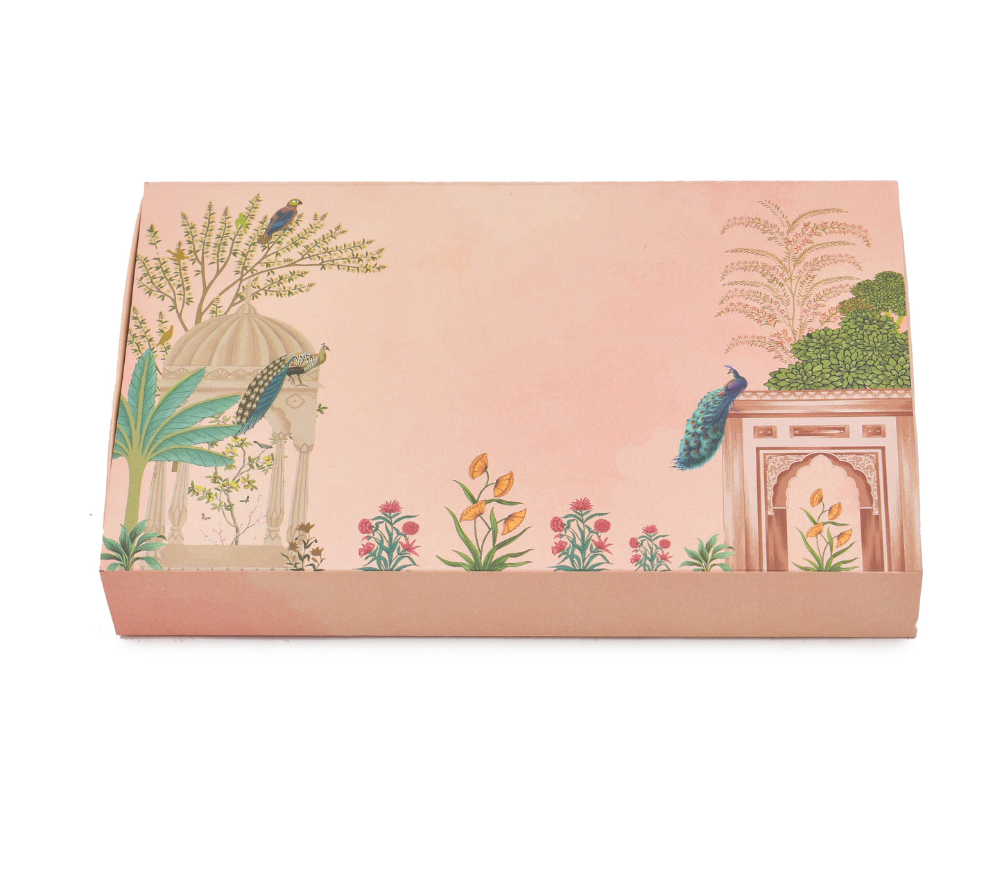 15 Cavity Folding Chocolate Box For Rakhi Celebration- Pink Peacock Horizontal | Grownex Packaging | Chocolate Box