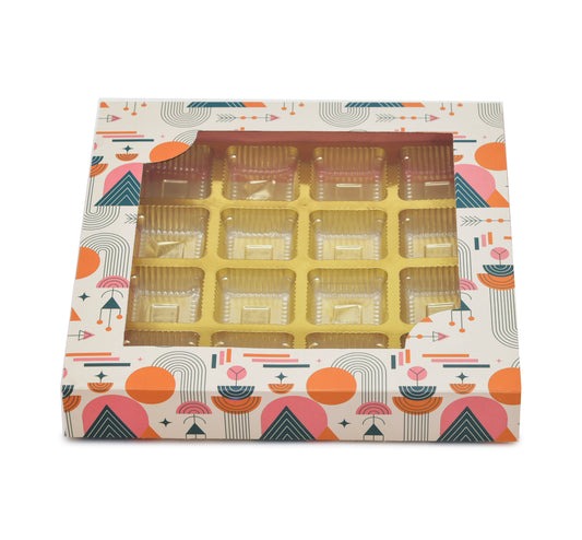 16 Cavity Folding Chocolates Packing Box - Pink | Grownex Packaging | Chocolate Box
