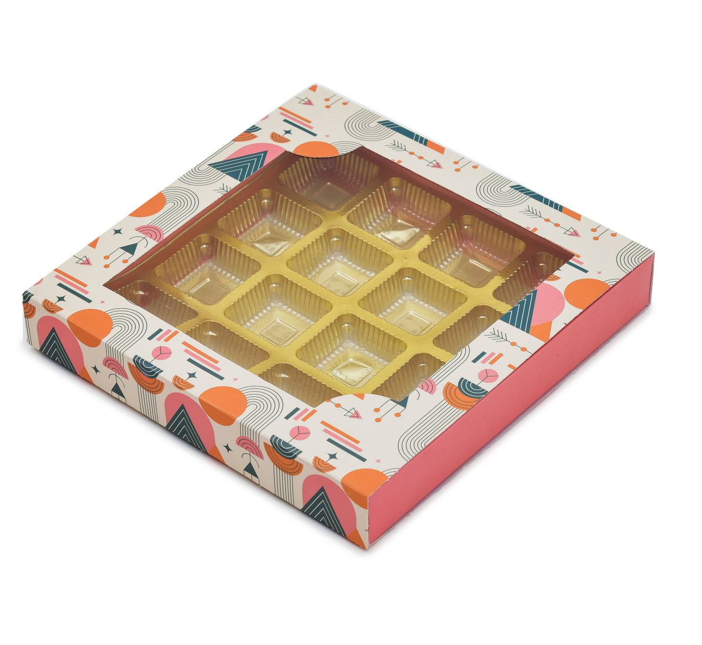 16 Cavity Folding Chocolates Packing Box - Pink | Grownex Packaging | Chocolate Box