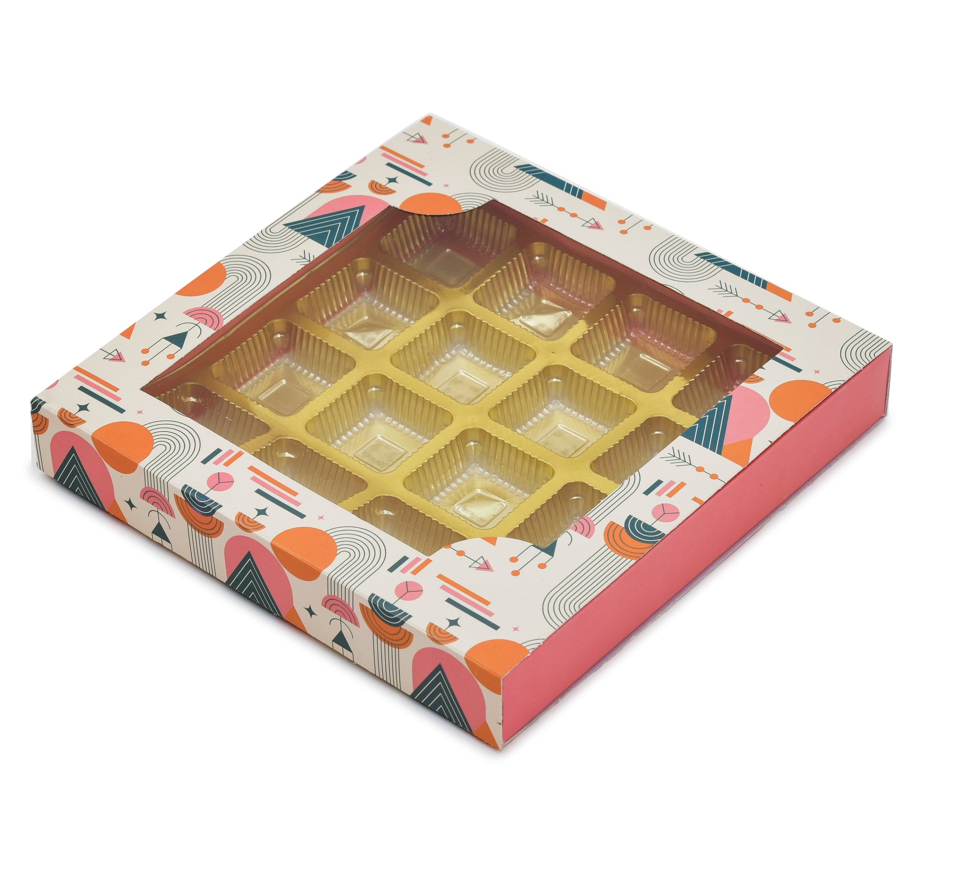 16 Cavity Folding Chocolates Packing Box - Pink | Grownex Packaging | Chocolate Box