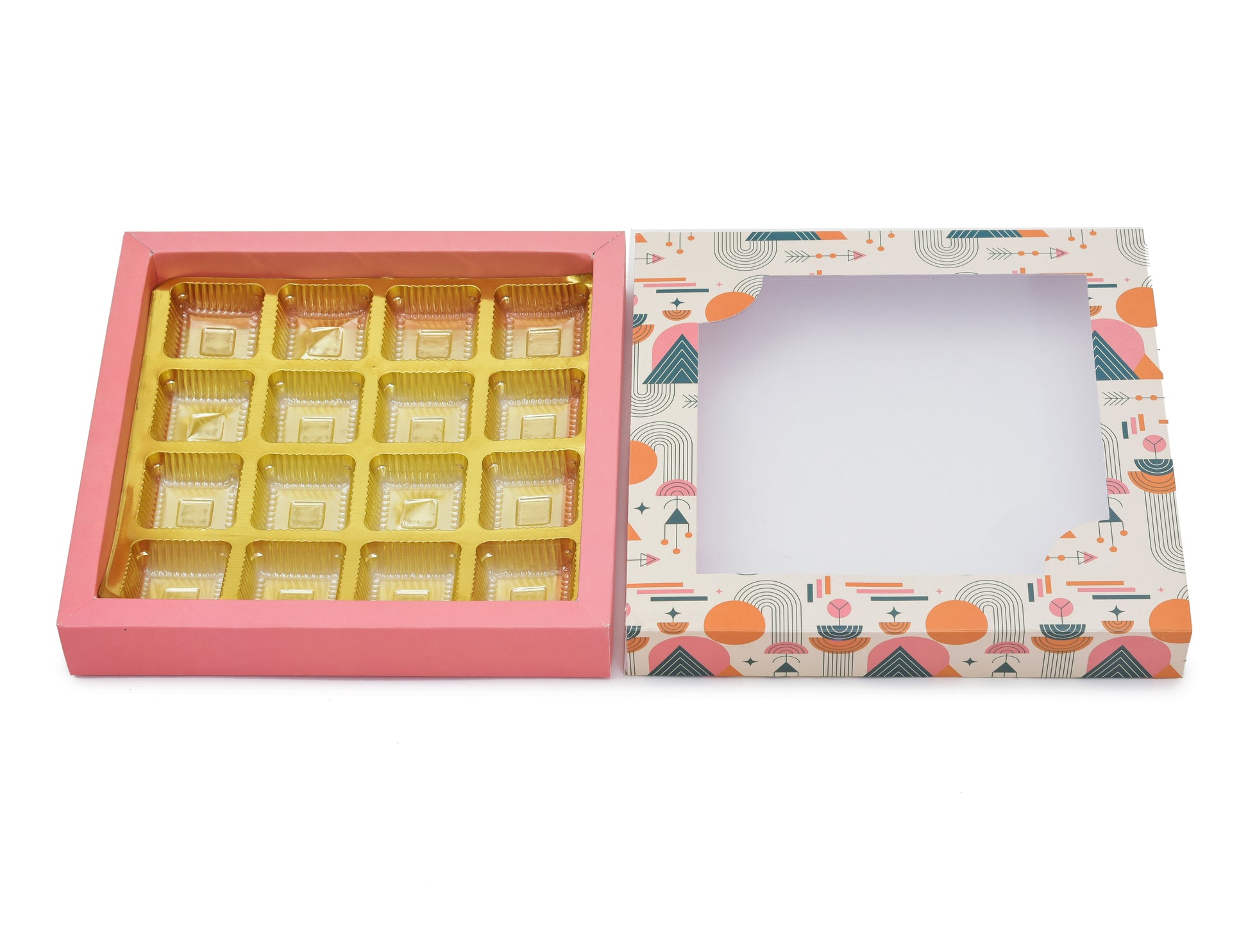 16 Cavity Folding Chocolates Packing Box - Pink | Grownex Packaging | Chocolate Box