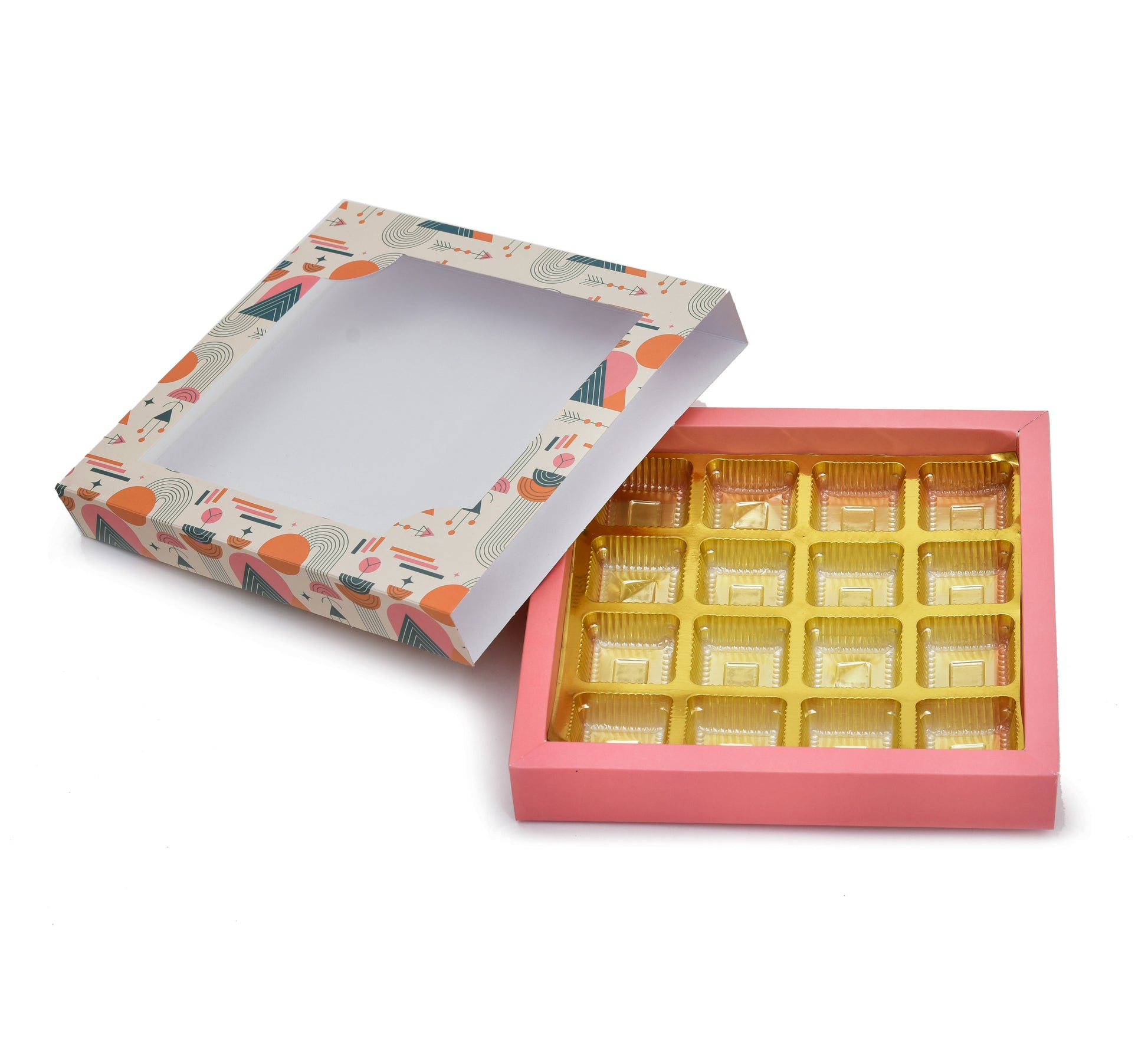 16 Cavity Folding Chocolates Packing Box - Pink | Grownex Packaging | Chocolate Box