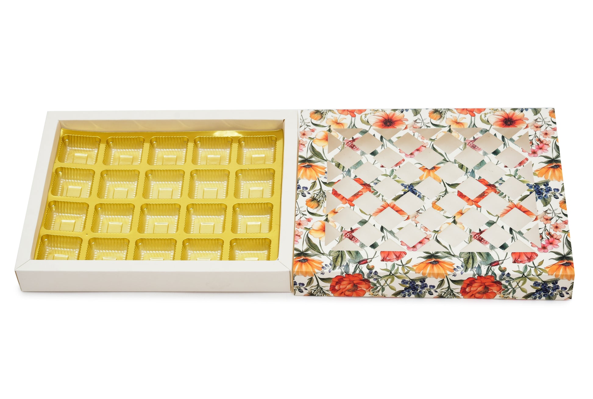 20 Cavity Folding Chocolates Packing Box -Orange | Grownex Packaging | Chocolate Box