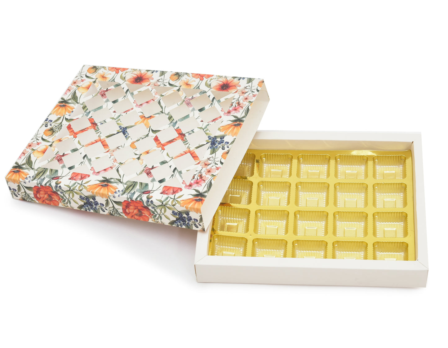 20 Cavity Folding Chocolates Packing Box -Orange | Grownex Packaging | Chocolate Box