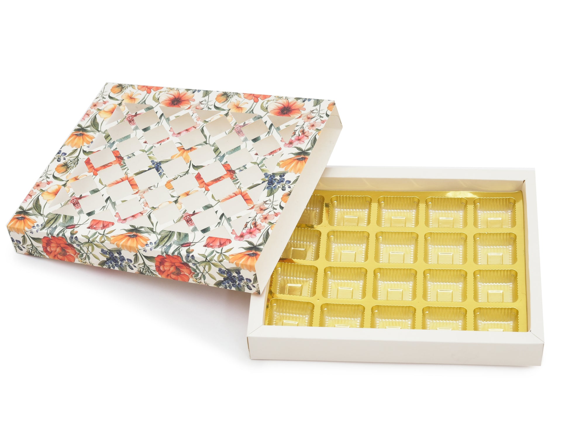 20 Cavity Folding Chocolates Packing Box -Orange | Grownex Packaging | Chocolate Box
