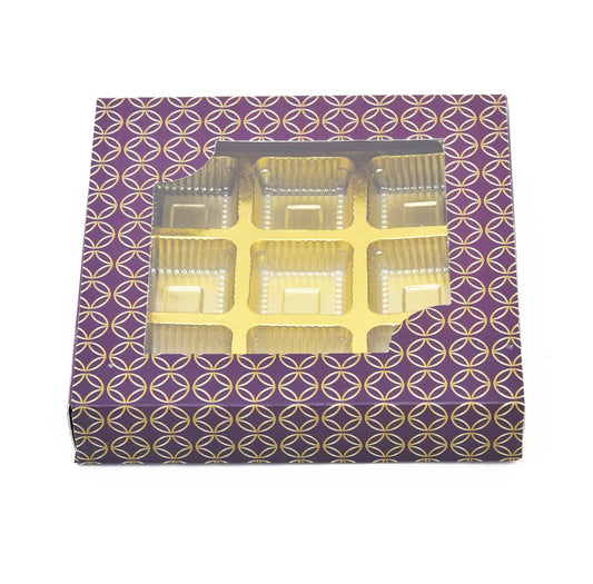 9 Cavity Folding Chocolates Packing Box - Purple | Grownex Packaging | Chocolate Box