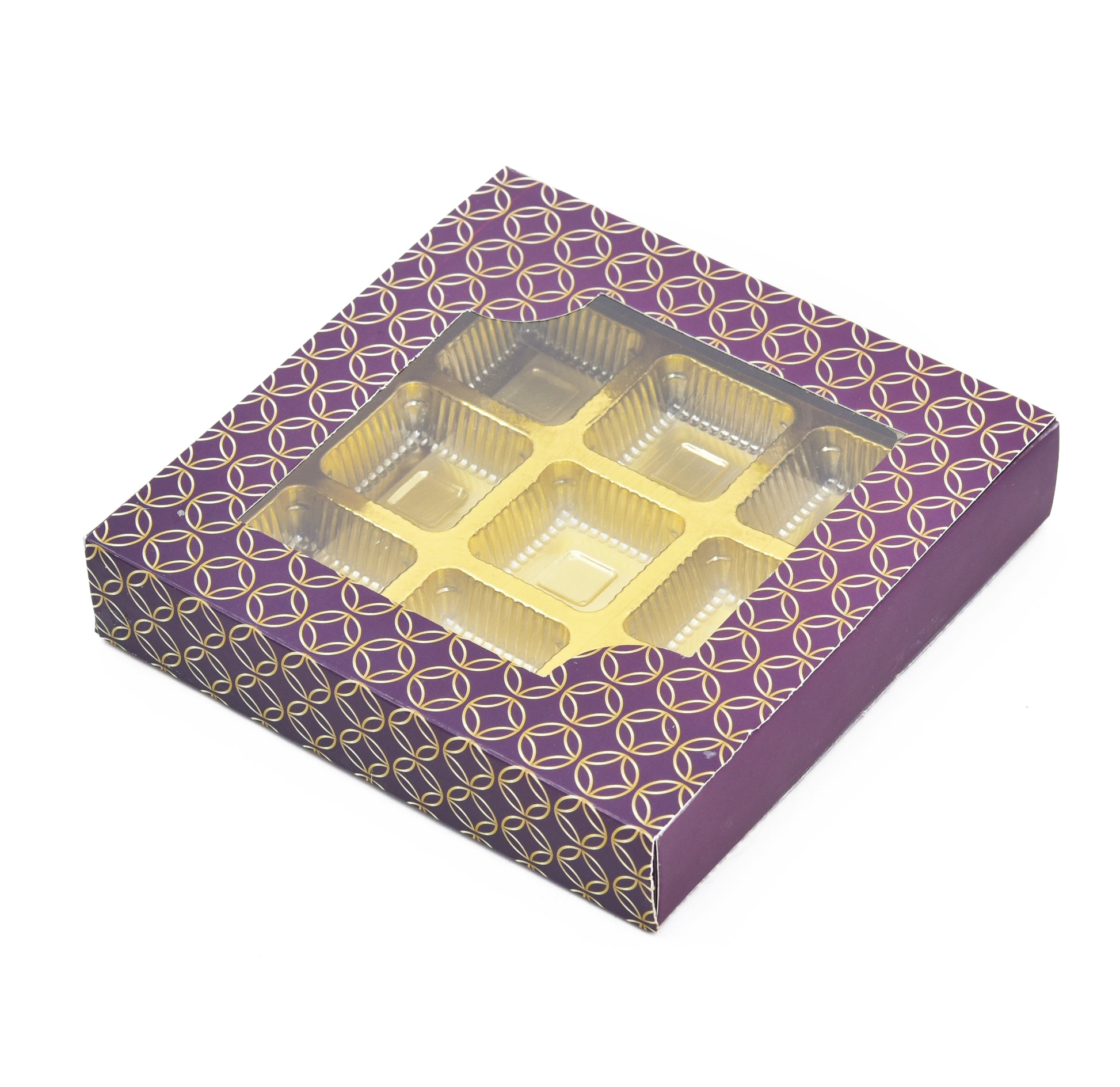 9 Cavity Folding Chocolates Packing Box - Purple | Grownex Packaging | Chocolate Box