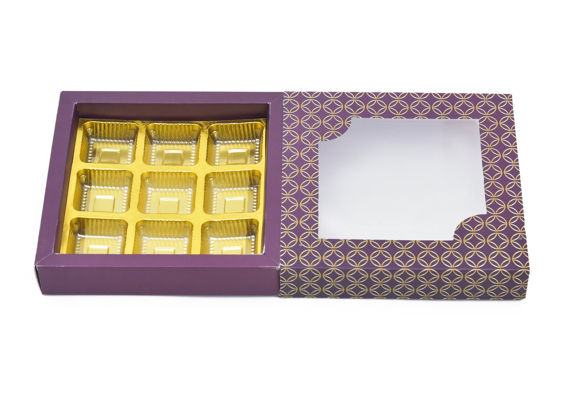 9 Cavity Folding Chocolates Packing Box - Purple | Grownex Packaging | Chocolate Box