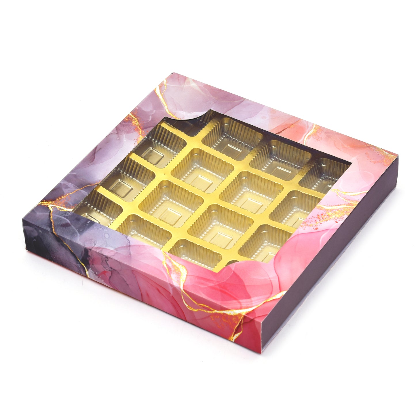 16 Cavity Folding Chocolates Packing Box - Purple | Grownex Packaging | Chocolate Box