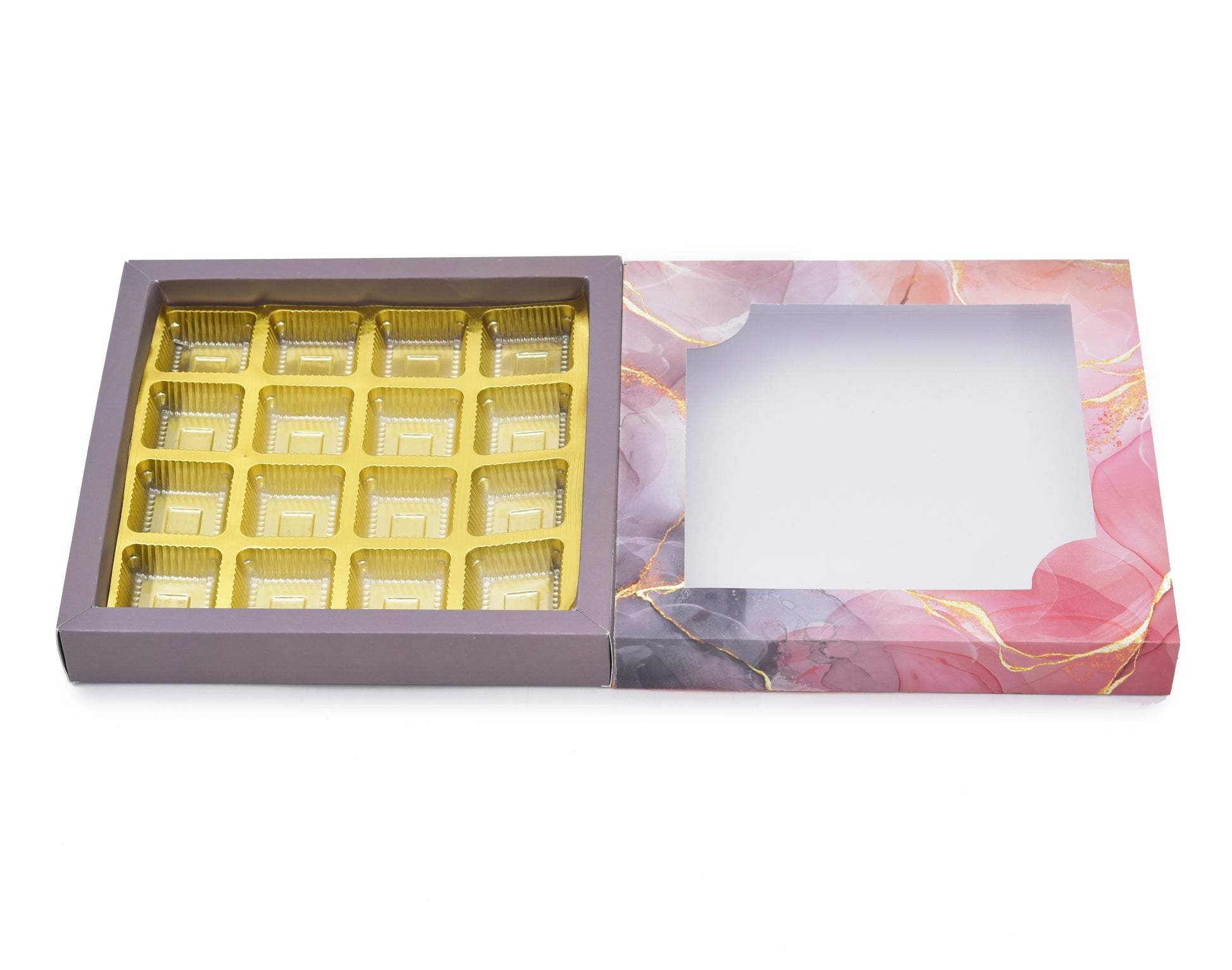 16 Cavity Folding Chocolates Packing Box - Purple | Grownex Packaging | Chocolate Box