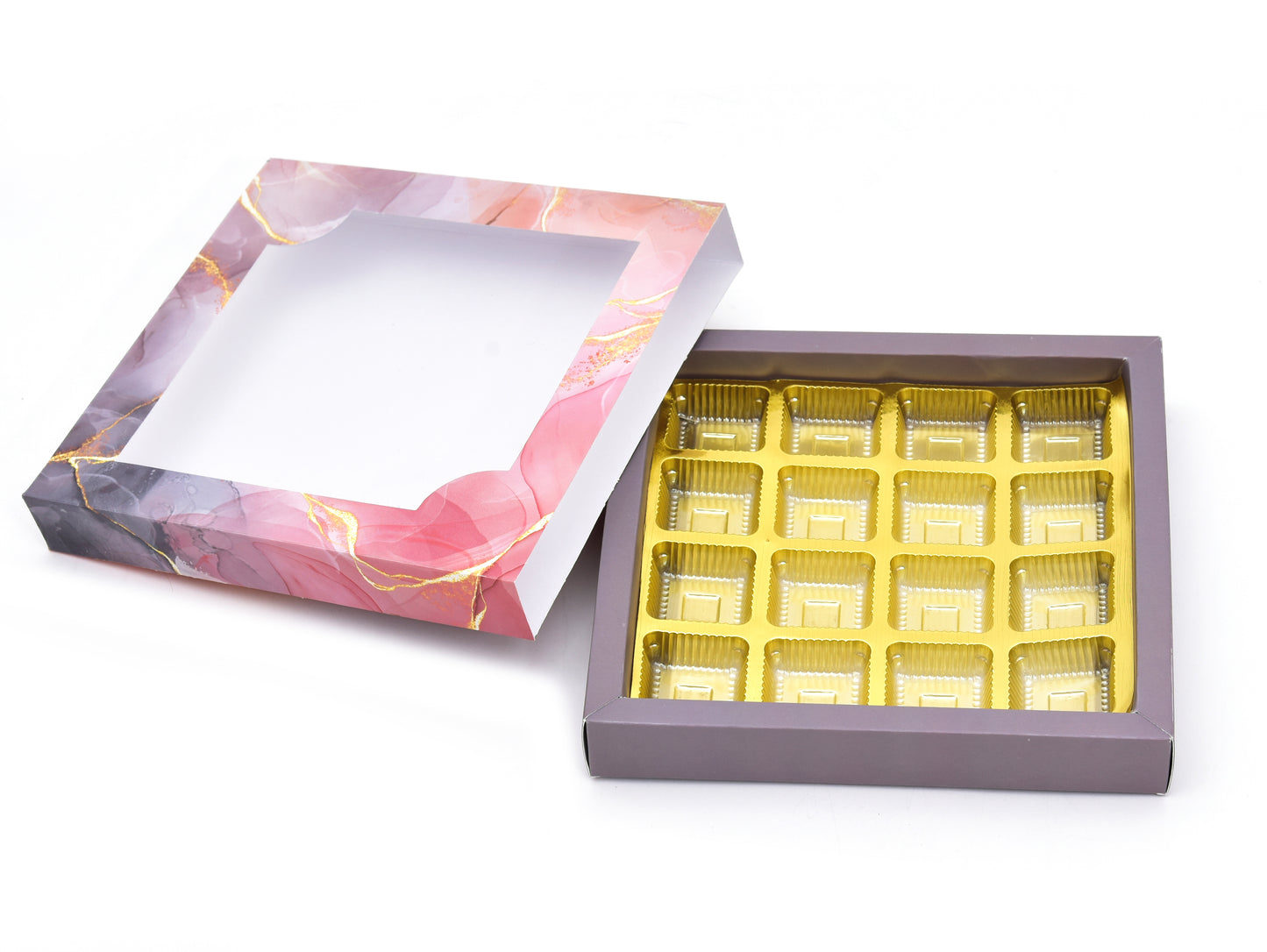 16 Cavity Folding Chocolates Packing Box - Purple | Grownex Packaging | Chocolate Box