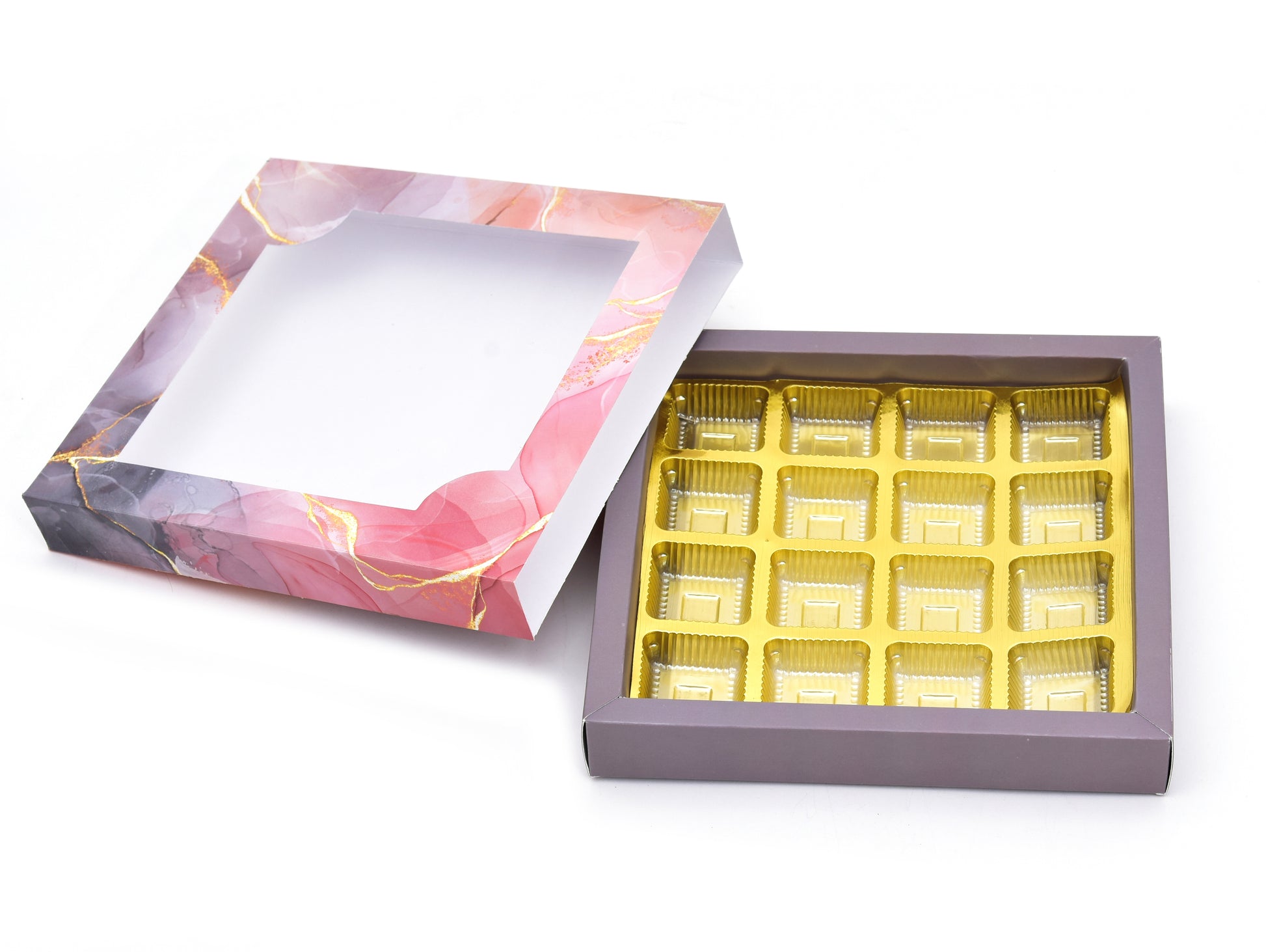16 Cavity Folding Chocolates Packing Box - Purple | Grownex Packaging | Chocolate Box