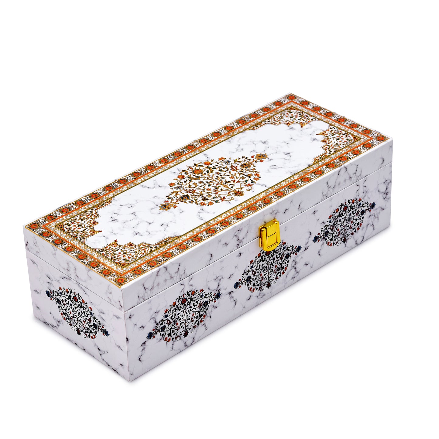 3 Jar White Marble Wooden Box for Dry Fruit and Sweets Packaging | Grownex Packaging | wooden box