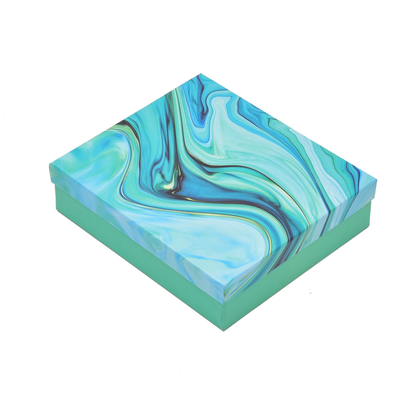 Gift Marble Blue Hamper Box 9.8x8.5x2.5 Inch | Grownex Packaging | Hamper Box