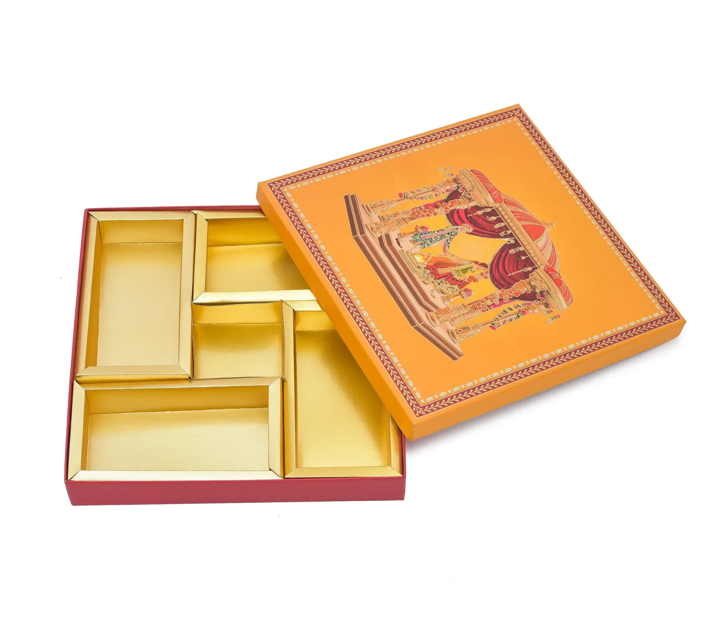 Wedding Theme Custom 5 Partitions Lawana Box Lid Pattern - Grownex Packaging