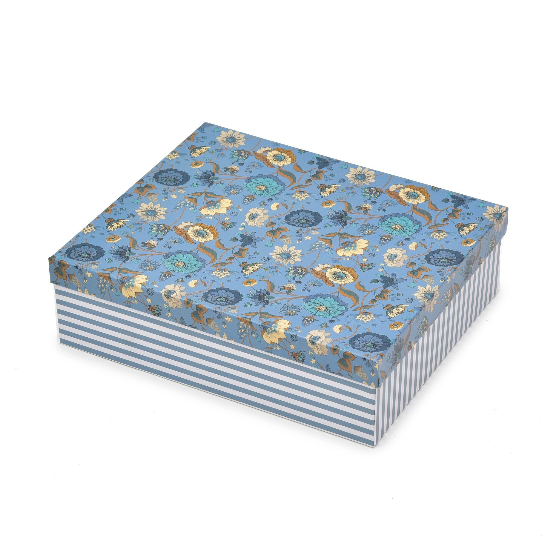 Floral Blue Hamper Box 12x10x4 Inch | Grownex Packaging | Hamper Box