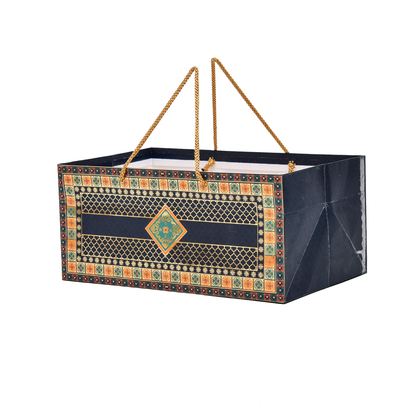 Blue Foil Print Premium Paper Bag 13x8.5x6 inch | Grownex Packaging | paper bags