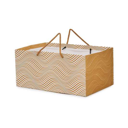 Golden Zebra Print Craft Paper Bag 13x8.5x6 inch | Grownex Packaging | paper bags