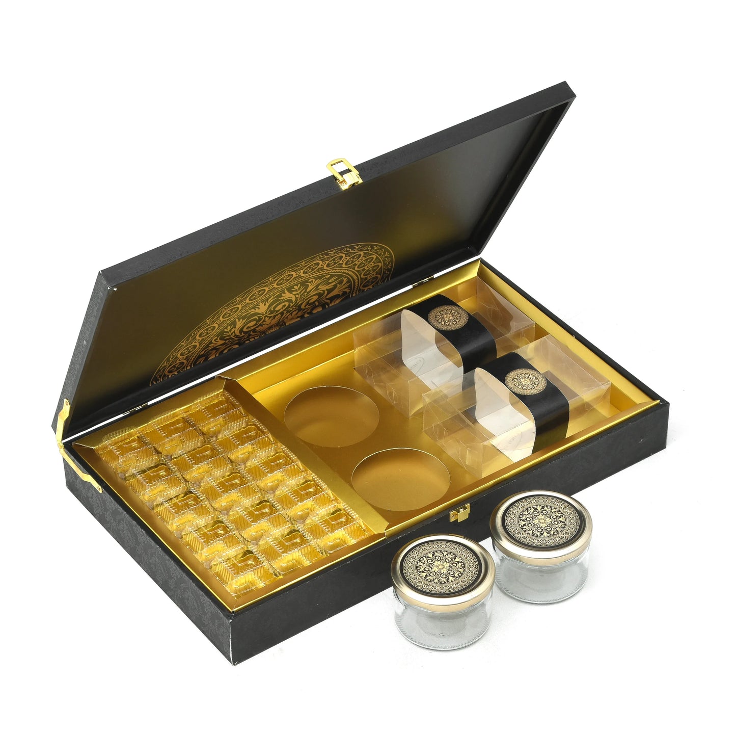 Premium Black Wooden Hamper Box for Sweets & Dry Fruits | Luxury Festive Gift Packaging | Grownex Packaging | wooden box