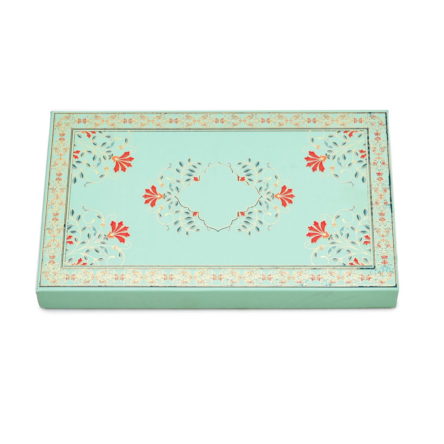 1 Kg Sea Green Lotus Print Foil Premium Sweet Packaging Box | Grownex Packaging | Sweet Box