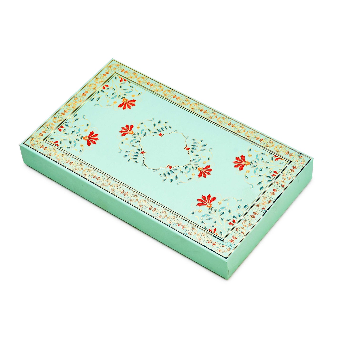 1 Kg Sea Green Lotus Print Foil Premium Sweet Packaging Box | Grownex Packaging | Sweet Box