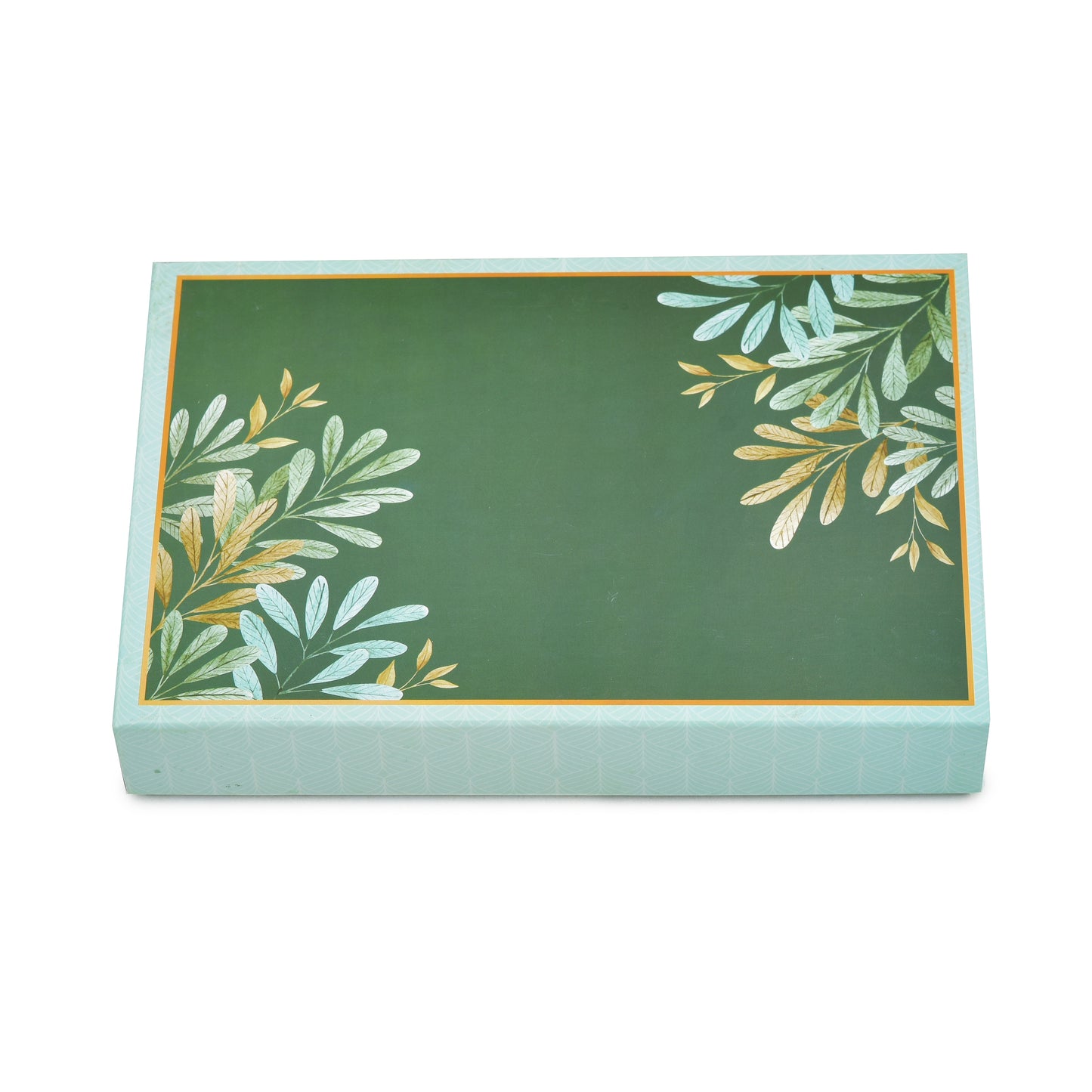 500 gm Green Leaf Design 4 Line Partition Premium Sweet Packaging Festival Gift Box | Grownex Packaging | Sweet Box
