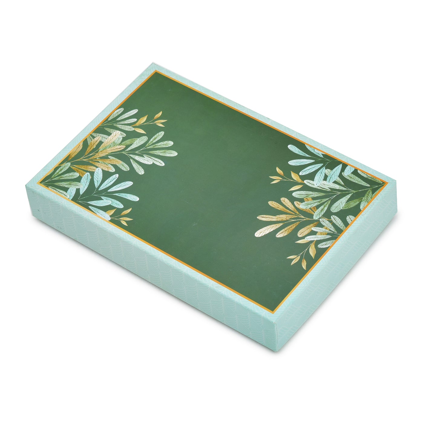 500 gm Green Leaf Design 4 Line Partition Premium Sweet Packaging Festival Gift Box | Grownex Packaging | Sweet Box