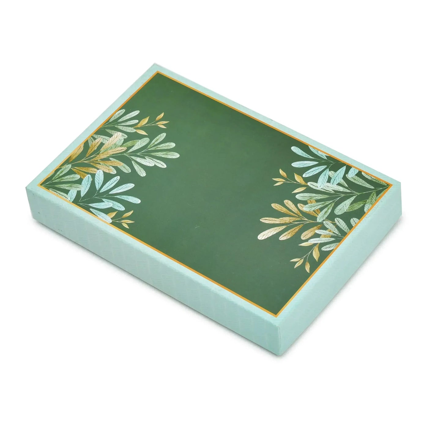 500 gm Green Leaf Design 4 Line Partition Premium Sweet Packaging Festival Gift Box | Grownex Packaging | Sweet Box