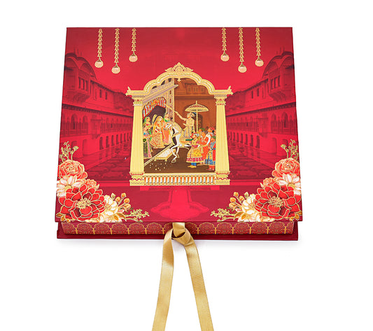 Custom Wedding Theme Red Lawana Box Book Pattern | Grownex Packaging | Sweet Box