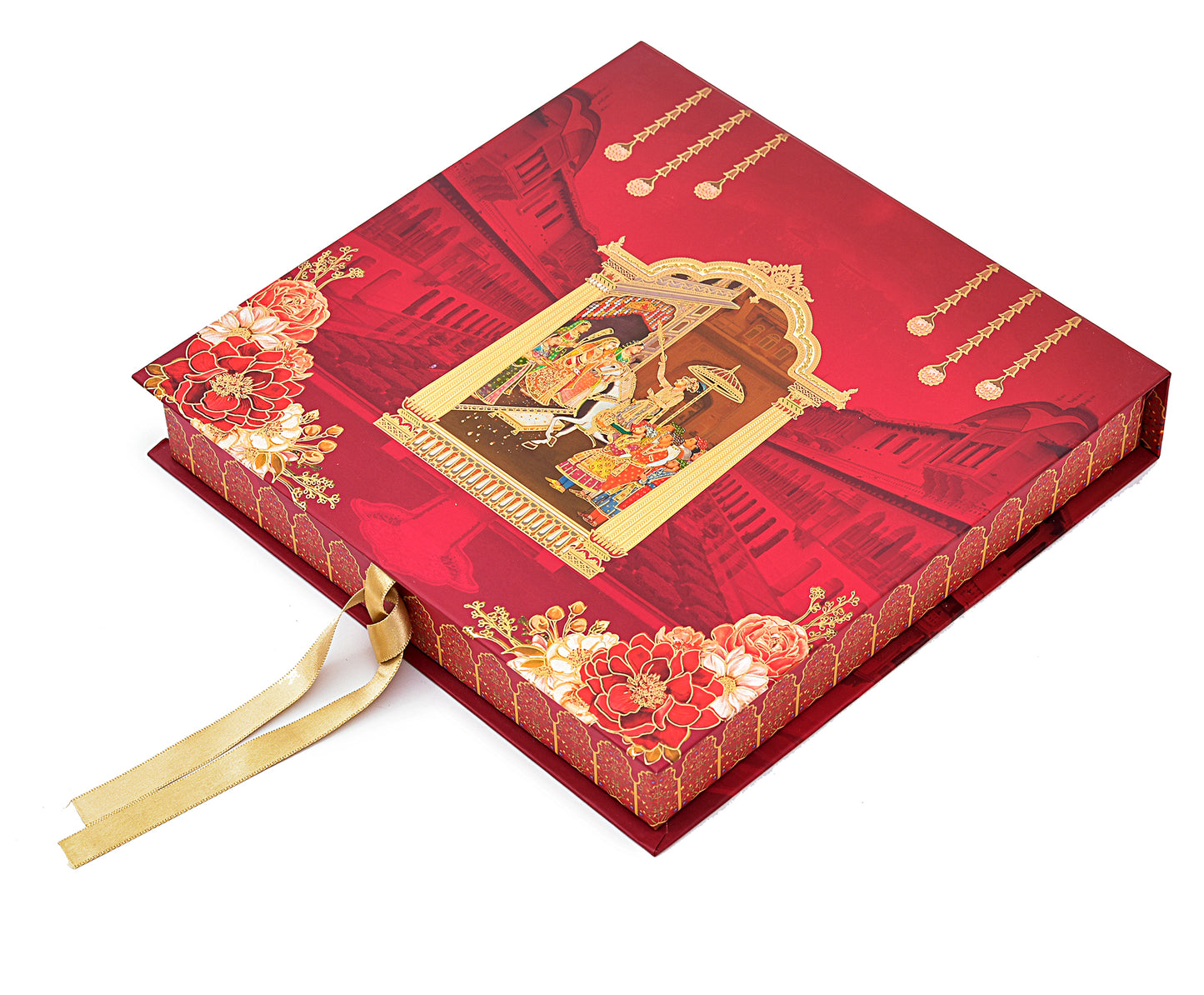 Wedding Theme Red 5 Partitions Lawana Box Book Pattern | Grownex Packaging | Sweet Box
