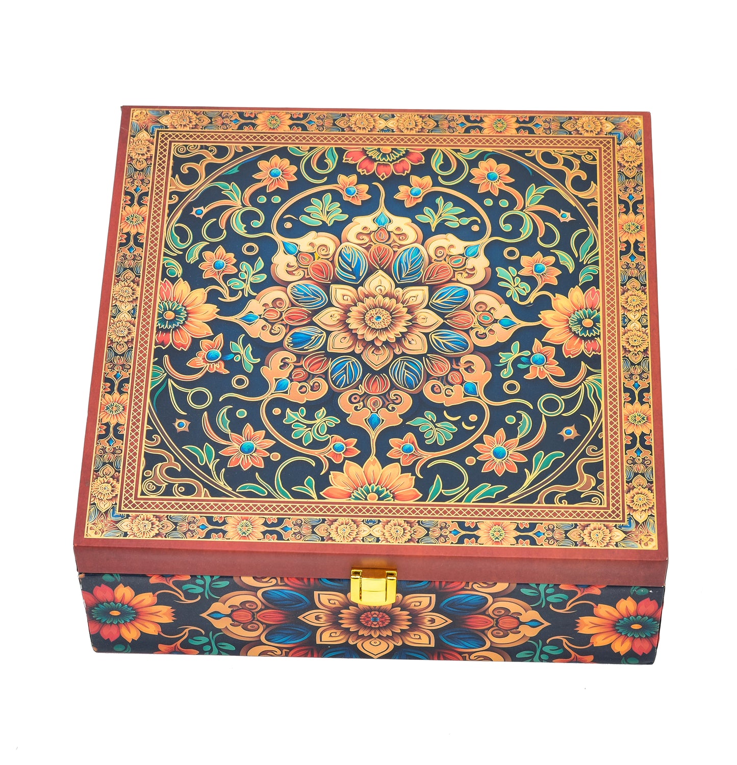 4 Jar Red Floral Foil Wooden Box | Grownex Packaging | wooden box