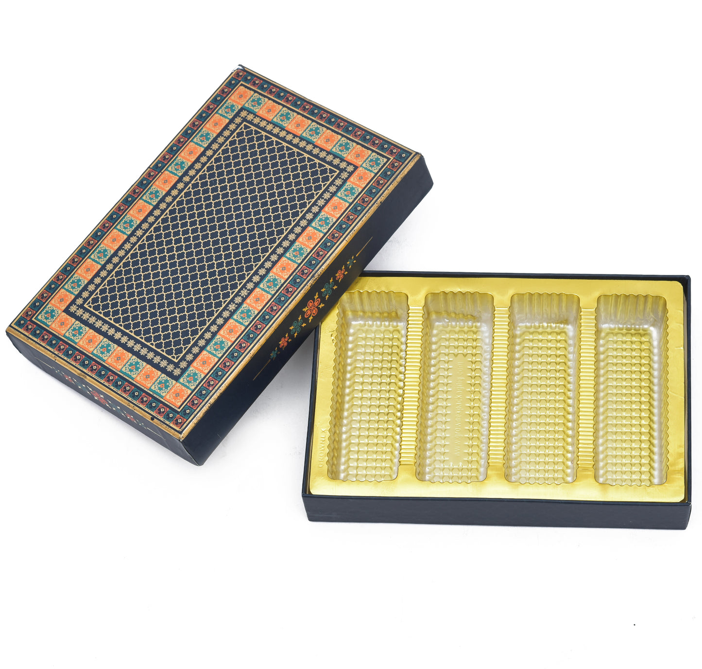500 gm Blue Foil 4 Line Premium Sweet Box | Grownex Packaging | Sweet Box