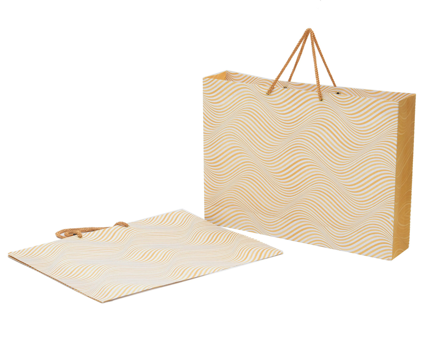 Golden Zebra Print Paper Bag 15.5x3.75x13.5 inch | Grownex Packaging | paper bags