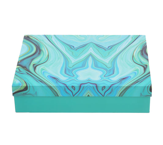 Marble Blue Hamper Box 14.5x11.5x3.5 Inch | Grownex Packaging | Hamper Box