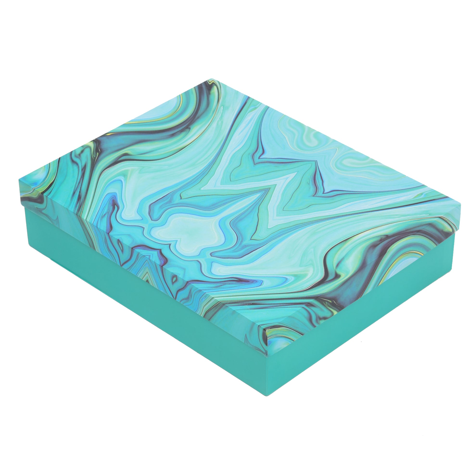 Marble Blue Hamper Box 14.5x11.5x3.5 Inch | Grownex Packaging | Hamper Box