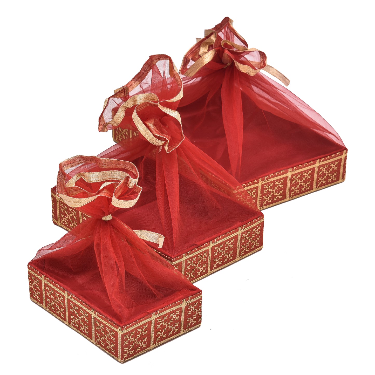 Red Net Decorative Hamper | Grownex Packaging | Basket & Tray