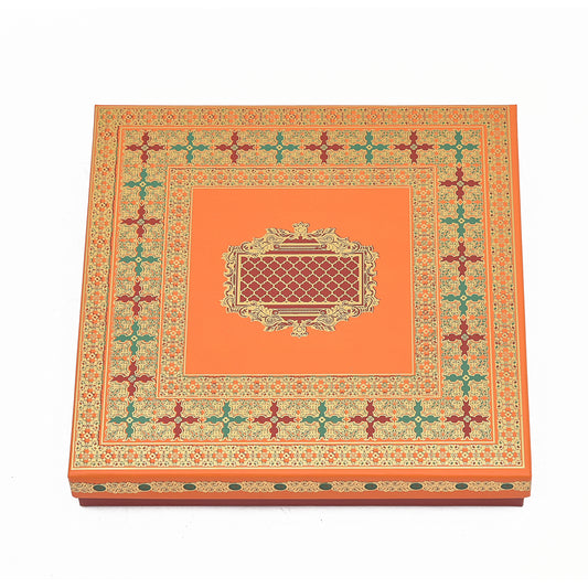 Golden Foil Orange 5 Partitions Lawana Box Lid Pattern | Grownex Packaging | Sweet Box