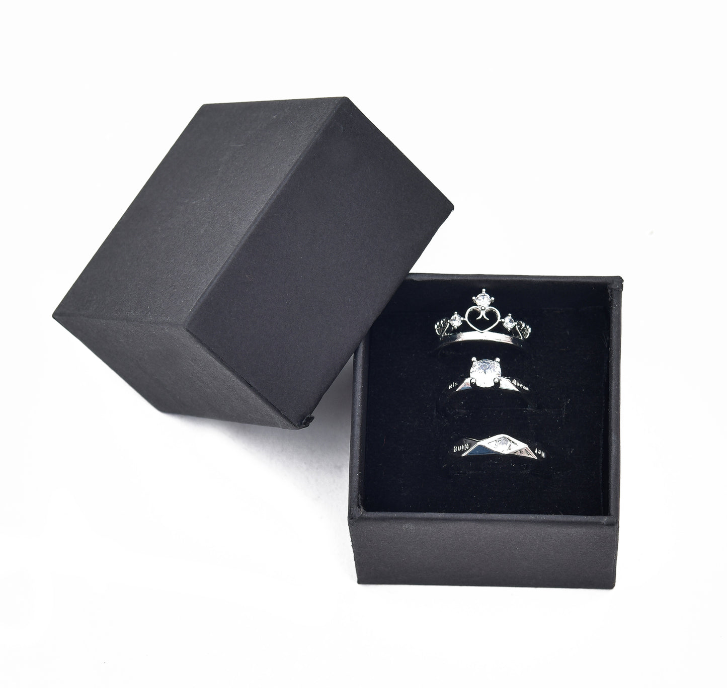 Lid Pattern Ring Box - Black | Grownex Packaging | Jewellery Box
