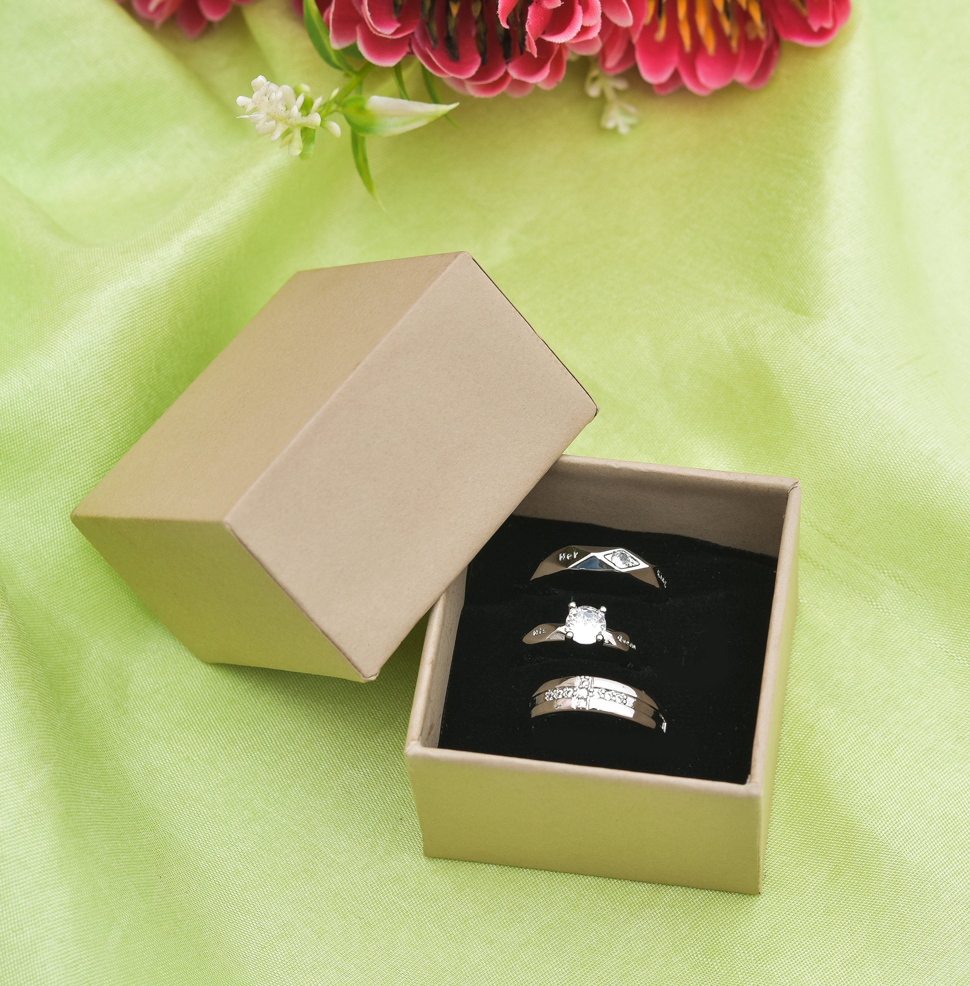 Lid Pattern Ring Box - Beige | Grownex Packaging | Jewellery Box