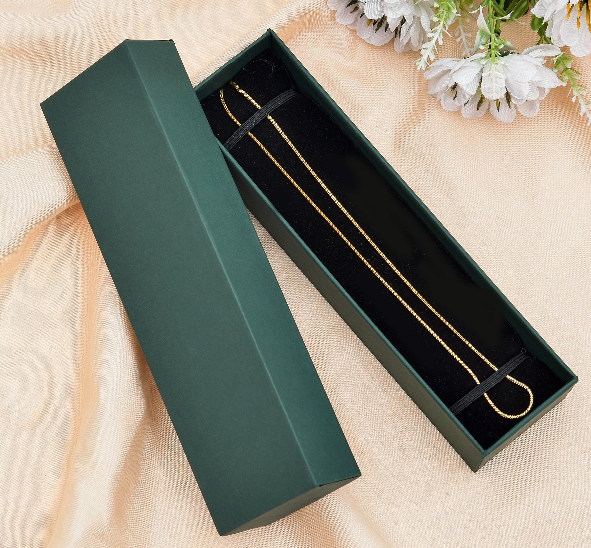 Lid Pattern Chain Box - Green | Grownex Packaging | Jewellery Box