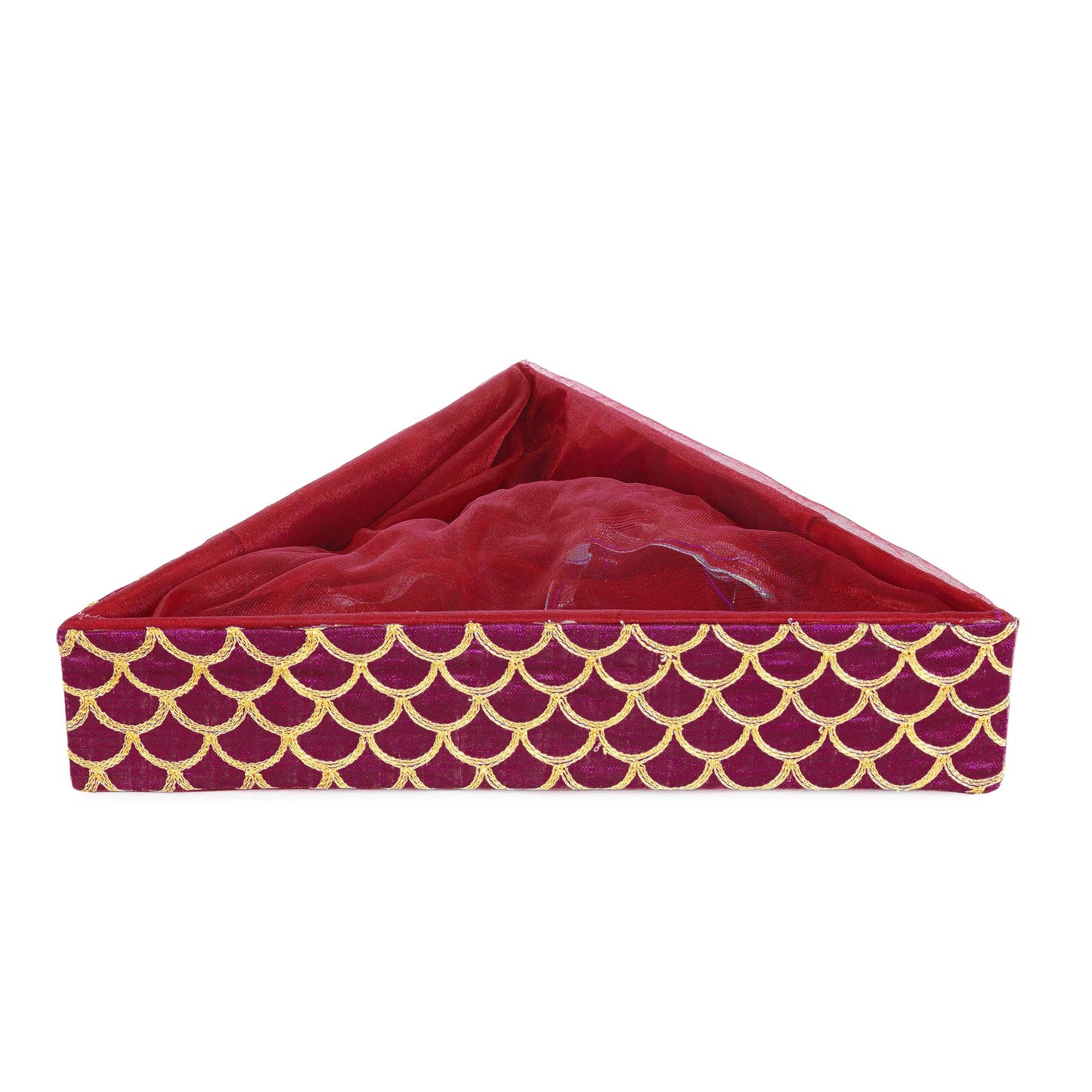Designer Gift Hamper Triangle Basket - Cherry Red | Grownex Packaging | Basket & Tray
