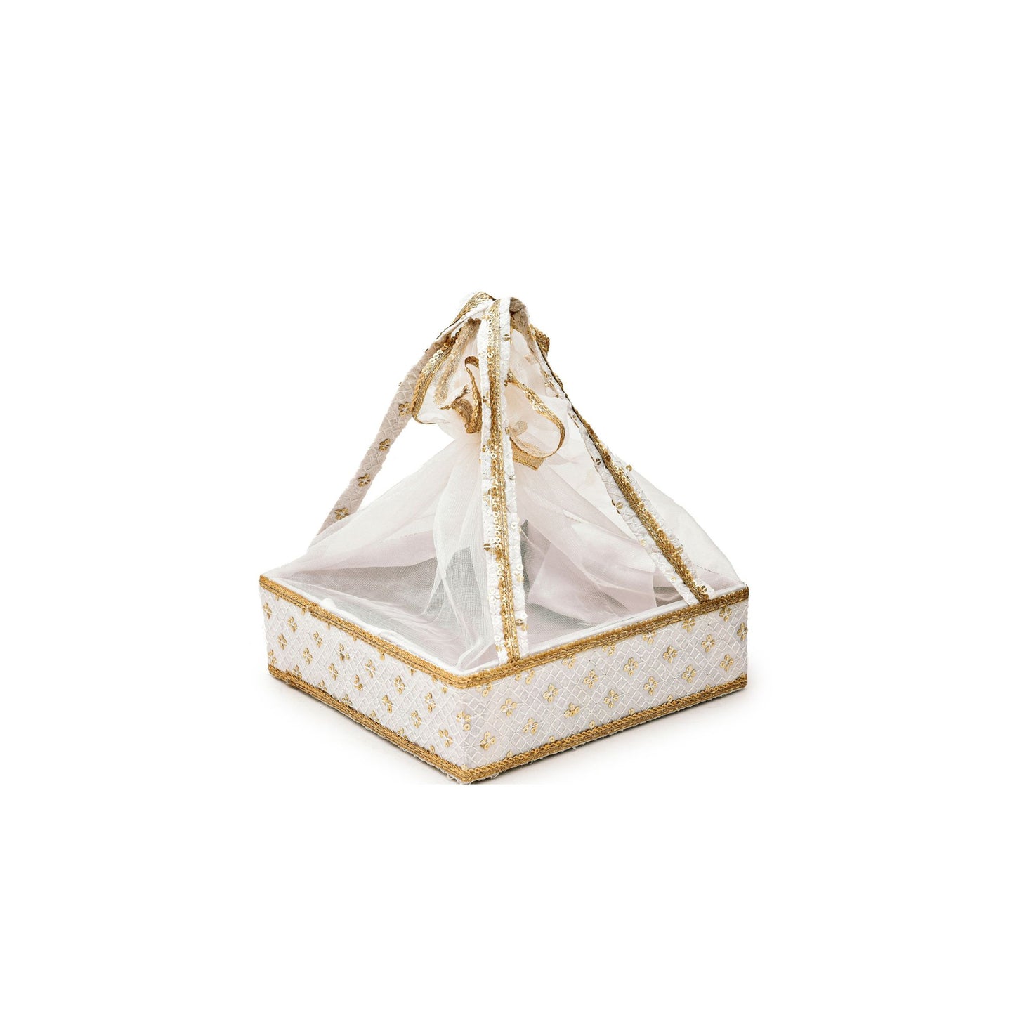 Premium White Designer Diwali Gift Hamper – Set of 2 with Net Cover | Grownex Packaging | Bakery Box